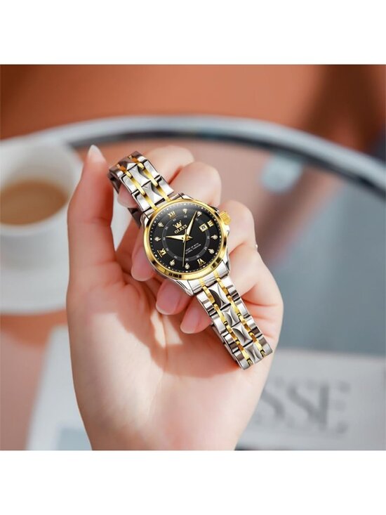 Women Silver Gold Analog Quartz Stainless Steel Waterproof Luminous Luxury Watch main image 6